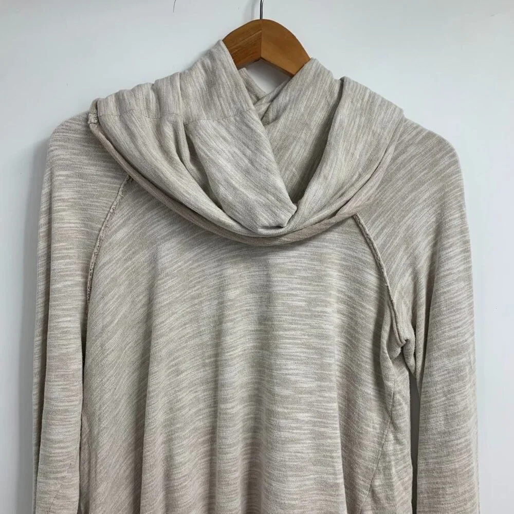 Free People Women's Beach‎ Cocoon Cowl Neck Beige Cotton Knit Top One SIze